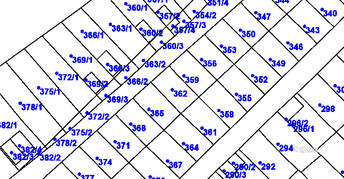 Parcela st. 362 v KÚ Slatina, Katastrální mapa