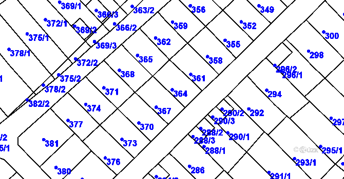 Parcela st. 364 v KÚ Slatina, Katastrální mapa