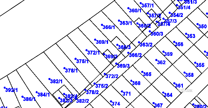 Parcela st. 369/2 v KÚ Slatina, Katastrální mapa