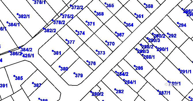 Parcela st. 373 v KÚ Slatina, Katastrální mapa