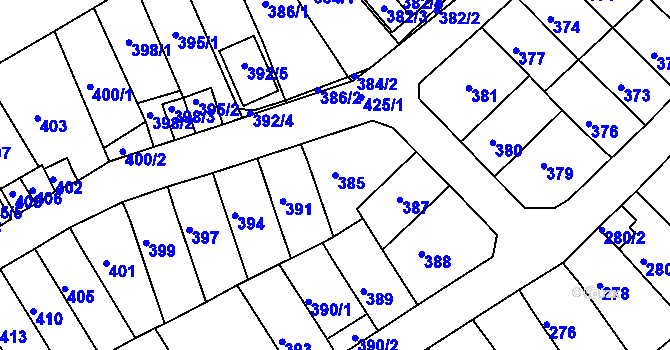 Parcela st. 385 v KÚ Slatina, Katastrální mapa