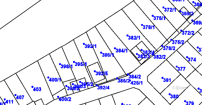 Parcela st. 386/1 v KÚ Slatina, Katastrální mapa