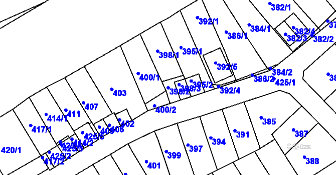 Parcela st. 398/2 v KÚ Slatina, Katastrální mapa