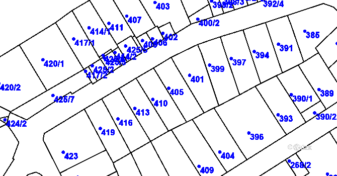 Parcela st. 405 v KÚ Slatina, Katastrální mapa