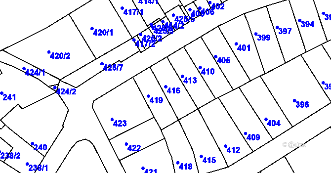 Parcela st. 416 v KÚ Slatina, Katastrální mapa