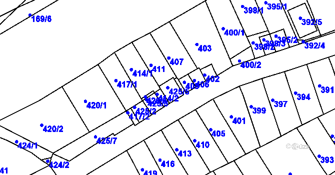 Parcela st. 425/5 v KÚ Slatina, Katastrální mapa