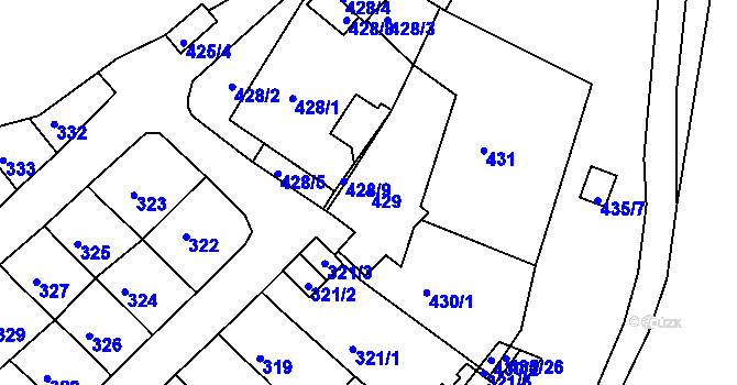 Parcela st. 429 v KÚ Slatina, Katastrální mapa