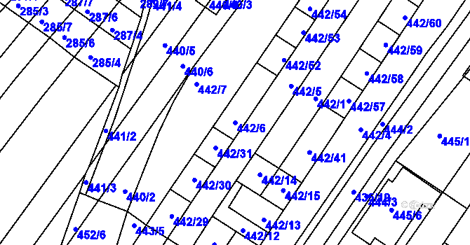 Parcela st. 442/6 v KÚ Slatina, Katastrální mapa