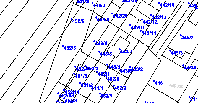 Parcela st. 443/3 v KÚ Slatina, Katastrální mapa
