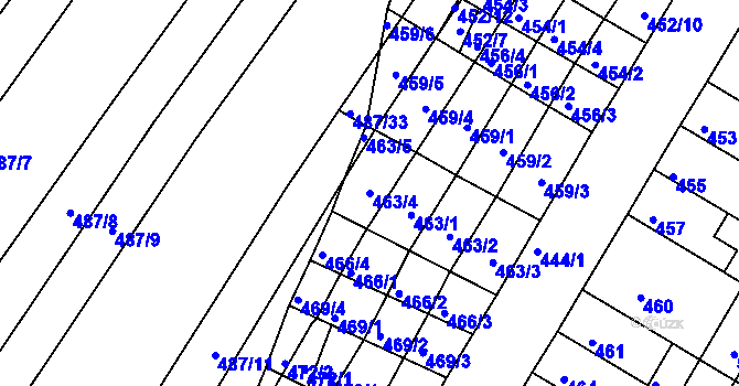 Parcela st. 463/4 v KÚ Slatina, Katastrální mapa