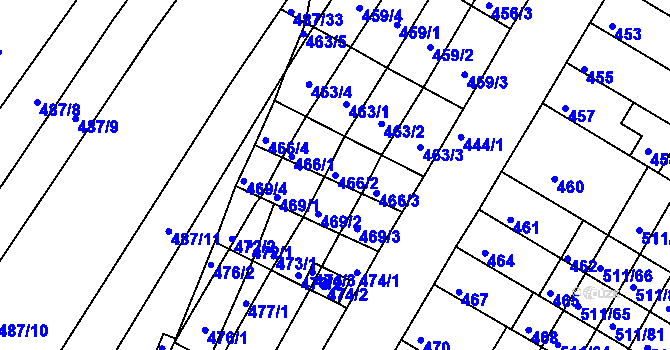 Parcela st. 466/2 v KÚ Slatina, Katastrální mapa