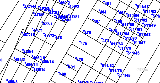 Parcela st. 475 v KÚ Slatina, Katastrální mapa