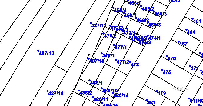 Parcela st. 476/1 v KÚ Slatina, Katastrální mapa