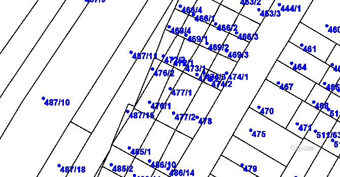 Parcela st. 477/1 v KÚ Slatina, Katastrální mapa