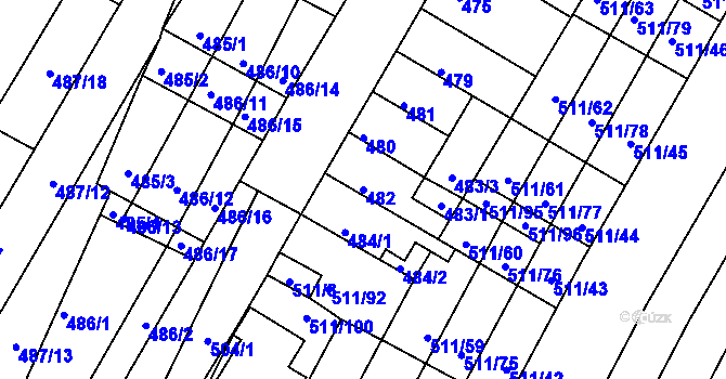 Parcela st. 482 v KÚ Slatina, Katastrální mapa