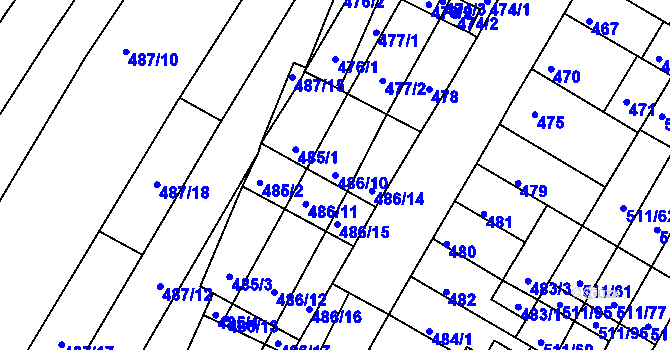 Parcela st. 486/10 v KÚ Slatina, Katastrální mapa
