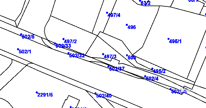 Parcela st. 497/3 v KÚ Slatina, Katastrální mapa