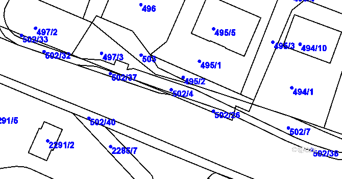 Parcela st. 502/4 v KÚ Slatina, Katastrální mapa