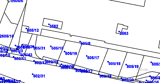 Parcela st. 505/8 v KÚ Slatina, Katastrální mapa
