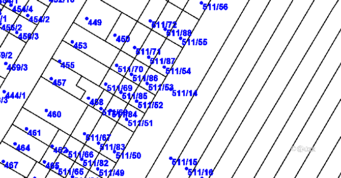 Parcela st. 511/14 v KÚ Slatina, Katastrální mapa