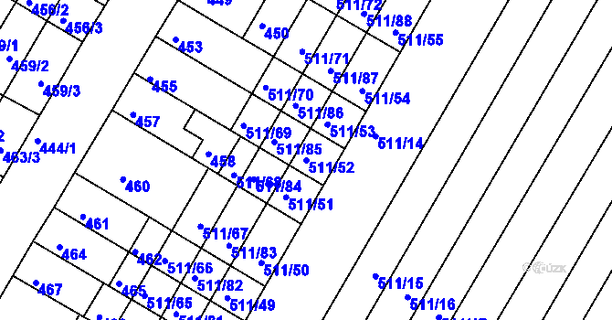 Parcela st. 511/52 v KÚ Slatina, Katastrální mapa
