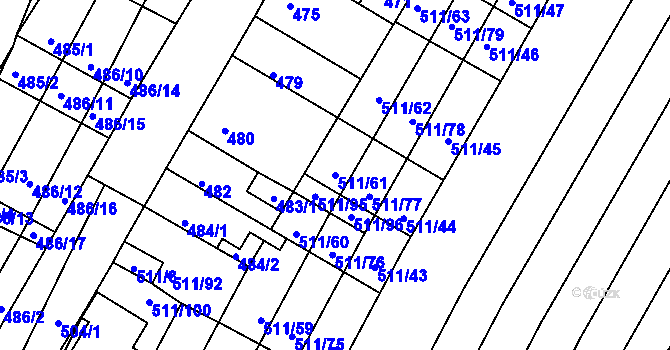 Parcela st. 511/61 v KÚ Slatina, Katastrální mapa
