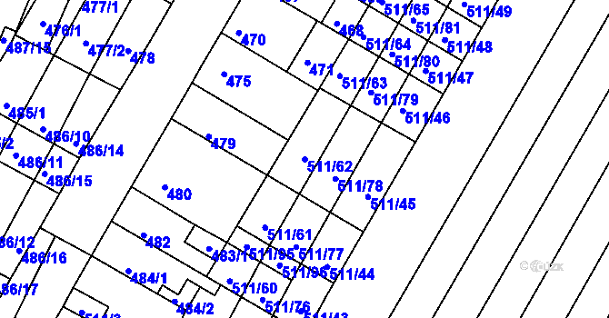 Parcela st. 511/62 v KÚ Slatina, Katastrální mapa