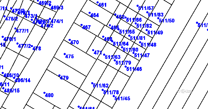 Parcela st. 511/63 v KÚ Slatina, Katastrální mapa