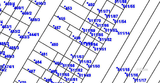 Parcela st. 511/68 v KÚ Slatina, Katastrální mapa