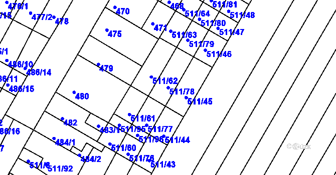 Parcela st. 511/78 v KÚ Slatina, Katastrální mapa