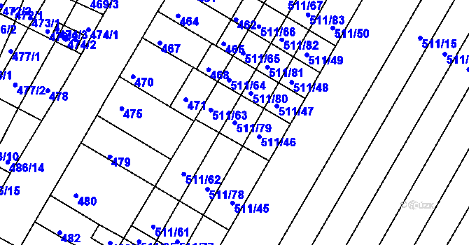 Parcela st. 511/79 v KÚ Slatina, Katastrální mapa