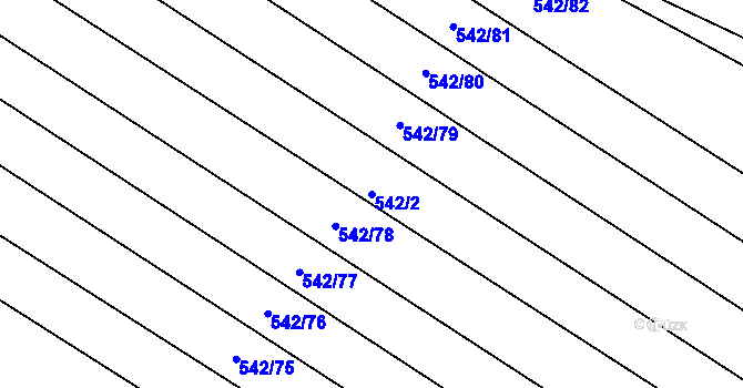Parcela st. 542/2 v KÚ Slatina, Katastrální mapa