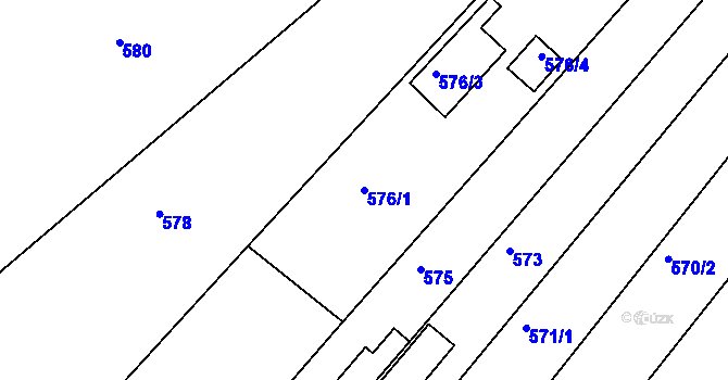 Parcela st. 576/1 v KÚ Slatina, Katastrální mapa