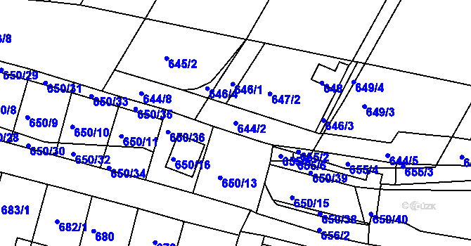 Parcela st. 644/2 v KÚ Slatina, Katastrální mapa