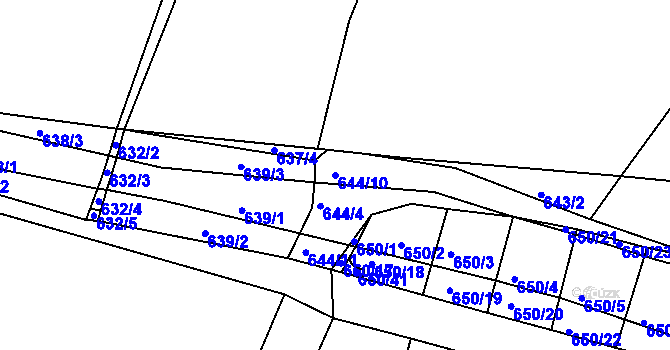 Parcela st. 644/10 v KÚ Slatina, Katastrální mapa