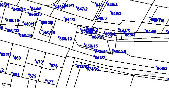 Parcela st. 650/15 v KÚ Slatina, Katastrální mapa