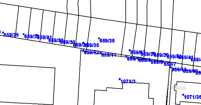 Parcela st. 659/11 v KÚ Slatina, Katastrální mapa