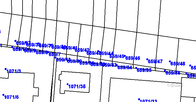 Parcela st. 659/44 v KÚ Slatina, Katastrální mapa