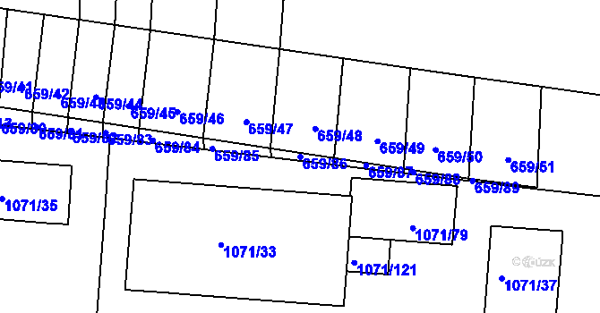 Parcela st. 659/86 v KÚ Slatina, Katastrální mapa