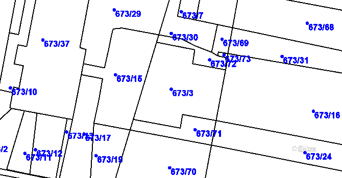 Parcela st. 673/3 v KÚ Slatina, Katastrální mapa