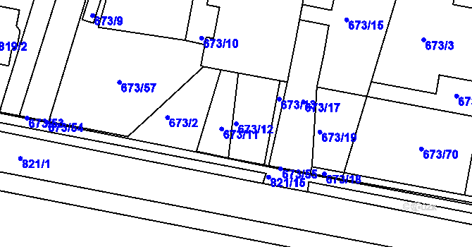 Parcela st. 673/12 v KÚ Slatina, Katastrální mapa