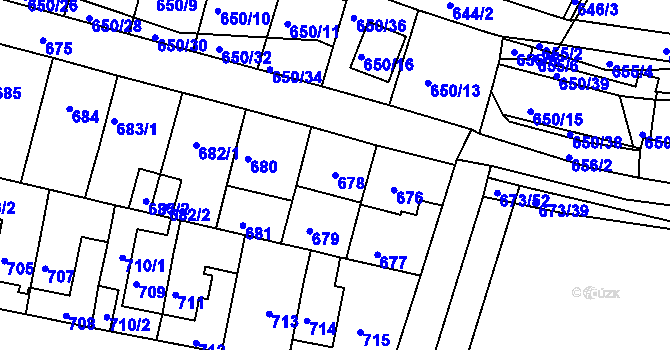 Parcela st. 678 v KÚ Slatina, Katastrální mapa