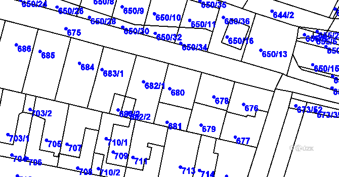 Parcela st. 680 v KÚ Slatina, Katastrální mapa