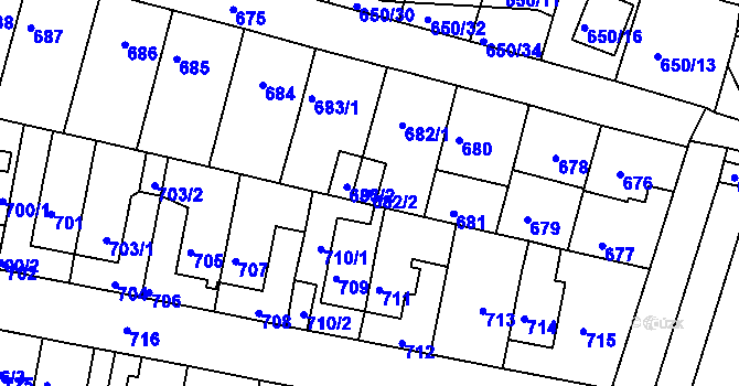 Parcela st. 682/2 v KÚ Slatina, Katastrální mapa