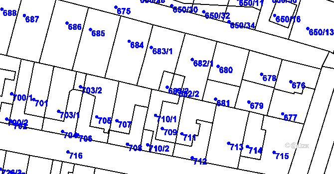 Parcela st. 683/2 v KÚ Slatina, Katastrální mapa