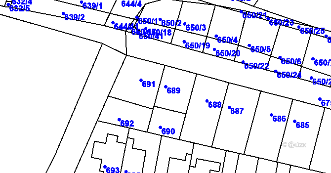 Parcela st. 689 v KÚ Slatina, Katastrální mapa