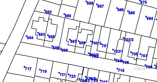 Parcela st. 699 v KÚ Slatina, Katastrální mapa