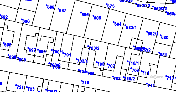 Parcela st. 703/2 v KÚ Slatina, Katastrální mapa