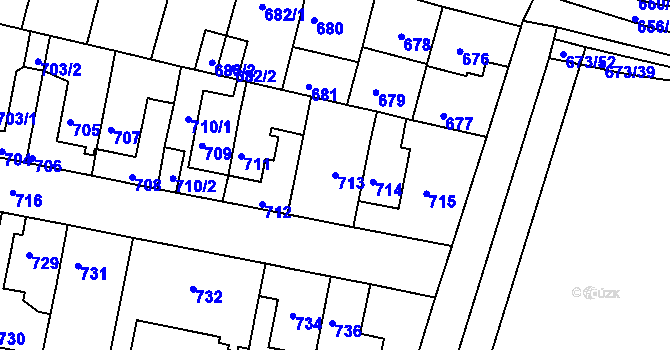 Parcela st. 713 v KÚ Slatina, Katastrální mapa
