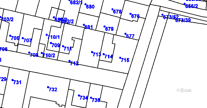 Parcela st. 714 v KÚ Slatina, Katastrální mapa